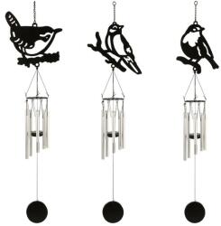 Esschert Design Szélcsengő, fekete madaras mintával, 3 féle (WV22)