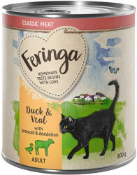 Feringa 12x800g Feringa Classic Meat Kacsa, borjú brokkoli & pitypang nedves macskatáp