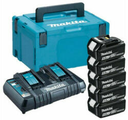 Makita BL1850B+DC18RD akkumulátor és töltő szett 18 V | 5 Ah (5x632F15-1+1x196933-6+1x821551)
