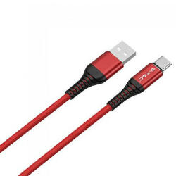 V-TAC Gold törésgátlós USB - USB-C nejlon-szövetkábel (1 méter) piros - USB 2.0 (22437)