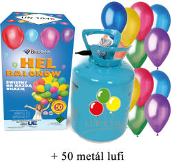 Brogaz Hélium palack, kék palack, 50 lufihoz, metál lufival