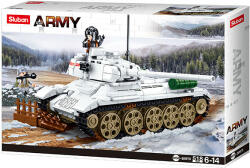 Sluban Army WWII - Budapest ostroma: fehér szovjet T34-85 harckocsi építőjáték készlet (M38-B0978)