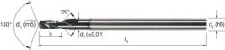 MIKRON 102401 0230 Mikrofúró, Tömör keményfém, 2 × D, TiAlN