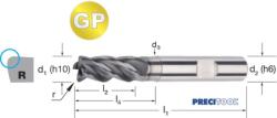 PREMUS 179069 20, 00X1, 0 Tóruszmaró-GP, Tömör keményfém hosszú sarokrádiusszal ALNOVA