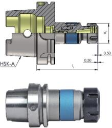 PREMUS 242325 63/ER40 Üreges száras kúpos befogó, szinkron menetfúró befogó hosszkiegyenlítéssel, A alak