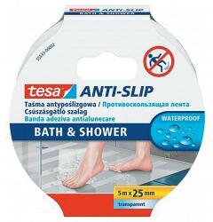 tesa Anti-Slip Bath&Shower Szalag, 25 mm, Csúszásgátló Fürdőszobába, Átlátszó, 25 m, L-5 m (STP012171060)