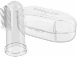 BabyOno Take Care First Toothbrush periuta de dinti pentru deget pentru copii cu sac Transparent 1 buc