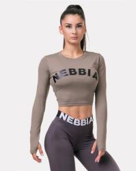 NEBBIA Sporty HERO crop top hosszúújjú 585 - Mocha (XS) - NEBBIA