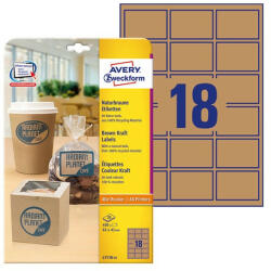 Avery Etikett AVERY L7110-25 62x42mm termék címke környezetbarát barna 450 címke/doboz 25 ív/doboz (L7110-25)
