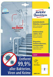 Avery Etikett AVERY L8012-10 210x148mm antimikrobiális átlátszó 20 címke/doboz 10 ív/doboz (L8012-10) - team8