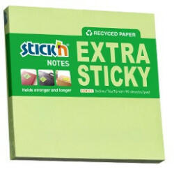 Stick N Öntapadó jegyzettömb STICK'N extra erős 76x76mm újrahasznosított pasztel zöld 90 lap (21602)