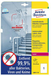 Avery Etikett AVERY L8011-10 210x297mm antimikrobiális átlátszó 10 címke/doboz 10 ív/doboz (L8011-10) - team8