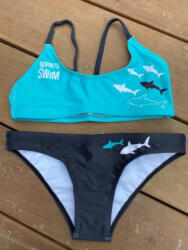 BornToSwim Női fürdőruha BornToSwim Sharks Bikini Black/Turquoise XXL