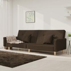 vidaXL Canapea extensibilă cu 2 locuri, 2 perne, maro, textil (337324) Canapea