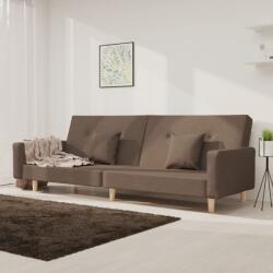 vidaXL Canapea extensibilă cu 2 locuri, 2 perne, gri taupe, textil (337330) Canapea