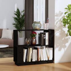 vidaXL Bibliotecă/Separator cameră, negru, 80x25x70 cm, lemn masiv pin (814053)