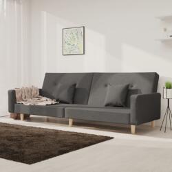 vidaXL Canapea extensibilă cu 2 locuri, 2 perne, gri închis, textil (337321) Canapea