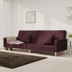 vidaXL Canapea extensibilă cu 2 locuri, 2 perne, violet, textil (337331) Canapea