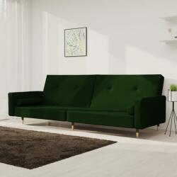 vidaXL Canapea extensibilă cu 2 locuri, 2 perne, verde închis, catifea (337335) Canapea