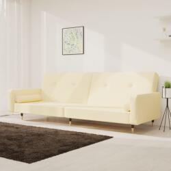 vidaXL Canapea extensibilă cu 2 locuri, 2 perne, crem, catifea (337342) Canapea