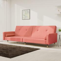 vidaXL Canapea extensibilă cu 2 locuri, 2 perne, roz, catifea (337337) Canapea