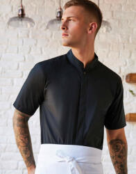 Kustom Kit Férfi rövid ujjú ing Kustom Kit Tailored Fit Mandarin Collar Shirt SSL XL, Fekete