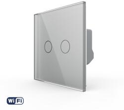 LIVOLO Intrerupator Dublu Wi-Fi cu Touch LIVOLO din Sticla - Serie Noua - culoare gri