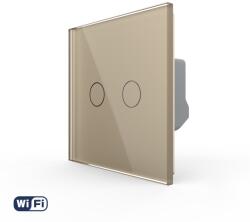 LIVOLO Intrerupator Dublu Wi-Fi cu Touch LIVOLO din Sticla - Serie Noua - culoare auriu
