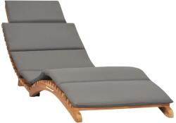 vidaXL Șezlong pliabil cu pernă gri închis, lemn masiv tec (310668) - comfy