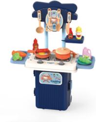 Set de joaca bucatarie in troller, aragaz, alimente, ustensile pentru gatit si alte accesorii de jucarie, 19 piese (NBN000CK02B)
