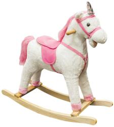 Calut balansoar din lemn si plus, model unicorn, roz/alb, pentru copii, 78 x 28 x 68 cm (NBN000XL210)