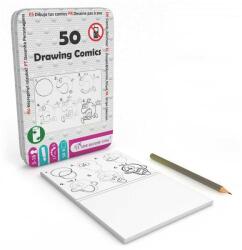  50 de provocari, Deseneaza in sase pasi, joc interactiv pentru copii, 50 cartonase in cutie metalica (NBN000CW0302)
