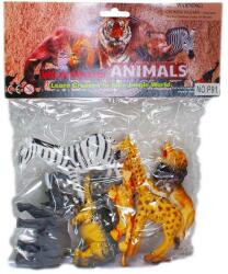 Set figurine animale salbatice, zebra, girafa, elefant, leu, tigru, rinocer, 6 piese (NBN000P91)