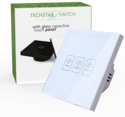 Techstar Intrerupator Touch Techstar® TG02, Sticla Securizata, Design Modern, Iluminare LED, 3 Faze, Alb
