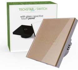 Techstar Intrerupator Touch Techstar® TG02, Sticla Securizata, Design Modern, Iluminare LED, 3 Faze, Auriu