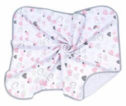MTT Textil takaró - Fehér alapon rózsaszín szívecskék - babylion