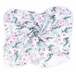  MTT Textil takaró - Fehér alapon Rózsaszín virágok - babylion