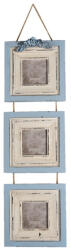 Clayre & Eef Rama foto de perete lemn albastru crem antichizat 16x3x61 cm (2F0878)
