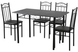 VIGOR Set masa cu 4 scaune, FUR-102-17B, 110x70x75 cm, negru, scaun tapitat pentru living sau bucatarie (FUR-102-17B)