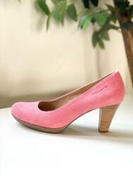 Tamaris tavaszi rózsaszín velúr bőr magassarkú cipő (1-22469-20)