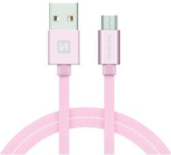 SWISSTEN Adatkábel textil bevonattal, USB/mikro USB, 2 m, Rozé arany (71522305)