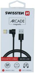 SWISSTEN Arcade mágneses adat- és töltőkábel USB/mikro USB, 1.2 m, Fekete (71527400)