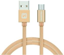 SWISSTEN Adatkábel textil bevonattal, USB/mikro USB, 1.2 m, Aranyszín (71522204)