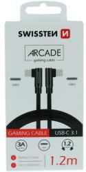 SWISSTEN Arcade gaming adatkábel textil bevonattal, USB-C/USB-C, 1, 2 m fekete (71528800)