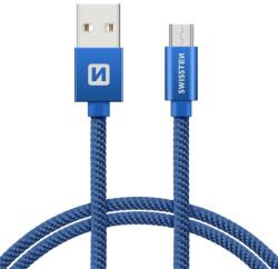 SWISSTEN Adatkábel textil bevonattal, USB/mikro USB, 1.2 m, Kék (71522208)
