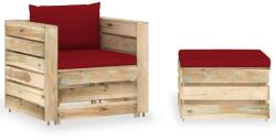 vidaXL Set mobilier de grădină cu perne, 2 piese, lemn verde tratat (3074540)