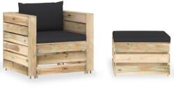 vidaXL Set mobilier de grădină cu perne, 2 piese, lemn verde tratat (3074538)