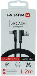 SWISSTEN Arcade gaming adatkábel textil bevonattal, USB/mikro USB, 1, 2 m fekete (71527500)