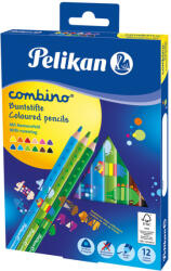 Pelikan Creioane Color Combino Lacuite, Set 12 Culori, Sectiune Triunghiulara, Groase Pelikan (811194)