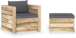 vidaXL Set mobilier de grădină cu perne, 2 piese, lemn verde tratat (3074531)